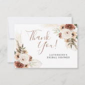 エレガントベージュボホパンパスグラス感謝カード サンキューカード (正面)