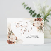 エレガントベージュボホパンパスグラス感謝カード サンキューカード (スタンド正面)