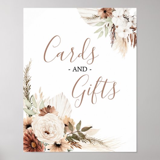 エレガントベージュボーホーパンパスグラス カード&ギフト ポスター (正面)