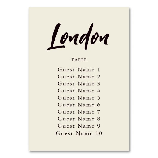 エレガントベージュ色カスタムテーブル名座席割り当て テーブルナンバー (正面)