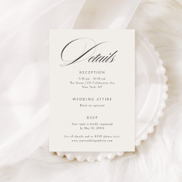 エレガントベージュ色ブラック書道結婚詳細 エンクロージャーカード