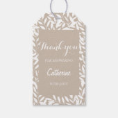 エレガントベージュ葉ブライダルシャワーギフトラベル ギフトタグ (正面)