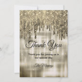 エレガントベージュ金ゴールド滴下グリッター感謝していユー カード (正面)