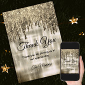 エレガントベージュ金ゴールド滴下グリッター感謝していユー カード