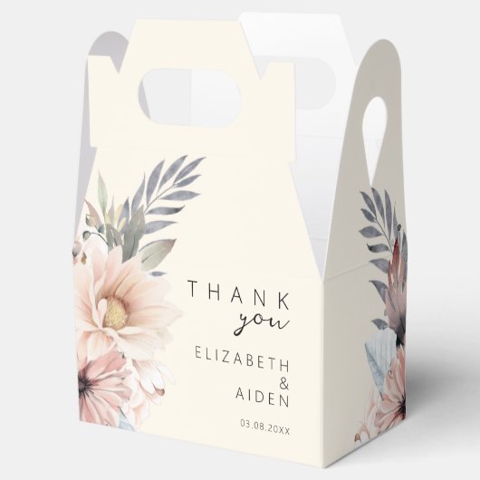 エレガントベージュ&パステルボホ結婚の箱 フェイバーボックス (オープン)