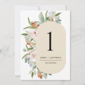 エレガントベージュ、自然開花結婚のテーブル番号 (裏面)