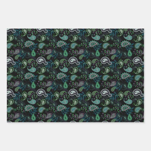 エレガントペイズリーの組み合わせ |任意の大事な行事 ラッピングペーパーシート (正面3)