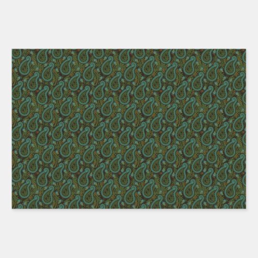 エレガントペイズリーの組み合わせ |任意の大事な行事 ラッピングペーパーシート (正面2)