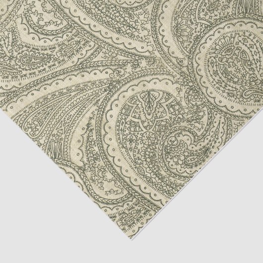 エレガントペイズリー華美が複雑な白黒 薄葉紙 (詳細)