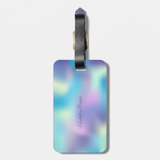 エレガントペイズリー象、ホログラフィック ラゲッジタグ (裏面縦)