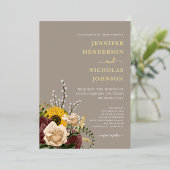 エレガントペフローラ結婚金ゴールド 箔招待状 (立ち正面)