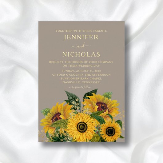 エレガントペフローラ結婚金ゴールド 箔招待状