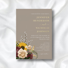 エレガントペフローラ結婚金ゴールド 箔招待状