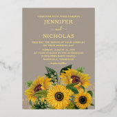 エレガントペフローラ結婚金ゴールド 箔招待状 (正面)