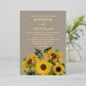 エレガントペフローラ結婚金ゴールド 箔招待状 (立ち正面)