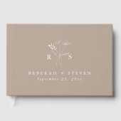 エレガントペ | 植物性フローラモノグラム結婚ズ ゲストブック (正面)