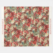 エレガントホリディポインセチアフローラ名 フリースブランケット (正面(横))