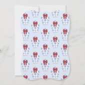 エレガントホリデーズレッドソファ青ブライダルシャワー 招待状 (裏面)