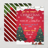 エレガントホリデーディライトレッドクリスラムパーティー 招待状 (正面/裏面)