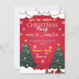エレガントホリデーディライトレッドクリスラムパーティー 招待状