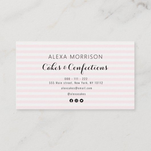 エレガントホログラフィックケーキのベーカリー 名刺 (裏面)