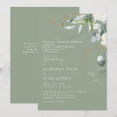 エレガントホワイトアジサイ+サージ両親の結婚式 招待状 (正面/裏面)