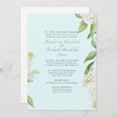 エレガントホワイトアジサイSEAFOAM II結婚s 招待状 (正面/裏面)