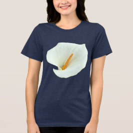エレガントホワイトカラー リリー ソリッドネイビーTシャツ トライブレンドTシャツ