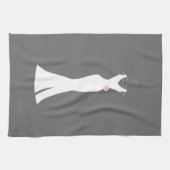 エレガントホワイトガウンonグレースタイリッシュシンプルデザイン キッチンタオル (横)