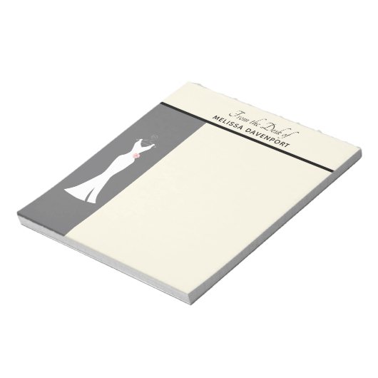 エレガントホワイトガウンonグレースタイリッシュシンプルデザイン ノートパッド (回転)