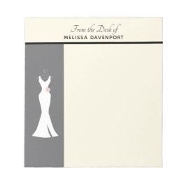 エレガントホワイトガウンonグレースタイリッシュシンプルデザイン ノートパッド