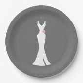 エレガントホワイトガウンonグレースタイリッシュシンプルデザイン ペーパープレート (正面)