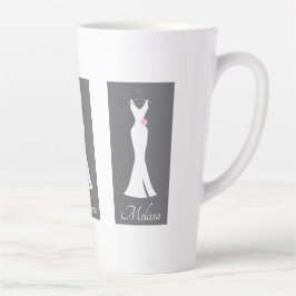 エレガントホワイトガウンonグレー – スタイリッシュシンプル カフェラテマグ