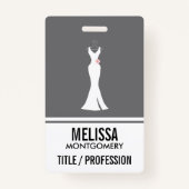 エレガントホワイトガウンonグレー – スタイリッシュシンプル バッジ (裏面)