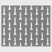 エレガントホワイトガウンonグレー – スタイリッシュシンプル ラッピングペーパー (フラット)