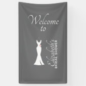エレガントホワイトガウンonグレー – スタイリッシュブライダルシャワー 横断幕 (縦)