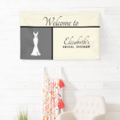 エレガントホワイトガウンonグレー – スタイリッシュブライダルシャワー 横断幕 (インサイチュ)