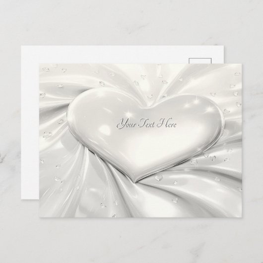 エレガントホワイトクリームハートはがき ポストカード (正面/裏面)