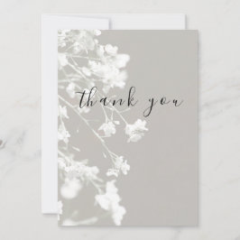 エレガントホワイトグレーフローラフラットサンキューカード サンキューカード