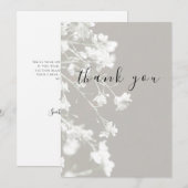 エレガントホワイトグレーフローラフラットサンキューカード サンキューカード (正面/裏面)