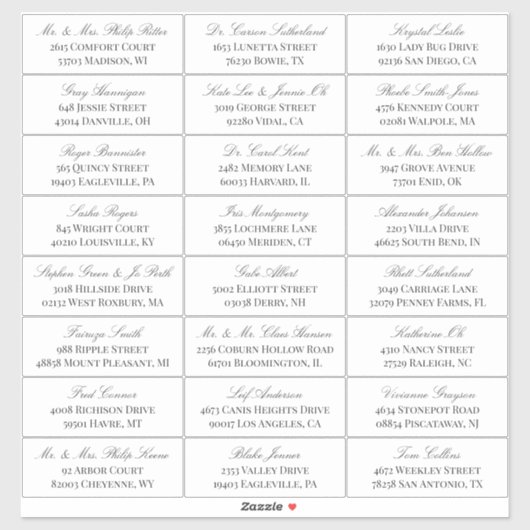 エレガントホワイトグレー24のゲ結婚ストアドレス シール (シート)