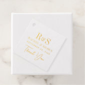 エレガントホワイトシモダンックモノグラム結婚の金ゴールド フェイバータグ (箱)