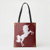エレガントホワイトシルエットUnicorn金ゴールド縁ど トートバッグ (正面)