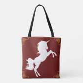 エレガントホワイトシルエットUnicorn金ゴールド縁ど トートバッグ (裏面)