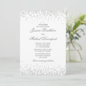 エレガントホワイトシルバーグリッタークラシック結婚ズ 招待状 (スタンド正面)