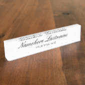 エレガントホワイトスクリプシンプルト最小モダン値 デスクネームプレート (側面)