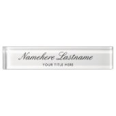 エレガントホワイトスクリプシンプルト最小モダン値 デスクネームプレート (正面)