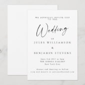 エレガントホワイトスクリプトセリフ結婚のミニマル 招待状 (正面/裏面)