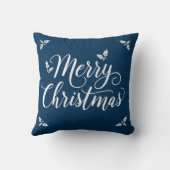 エレガントホワイトスクリプトミニマルなメリークリスマス クッション (裏面)