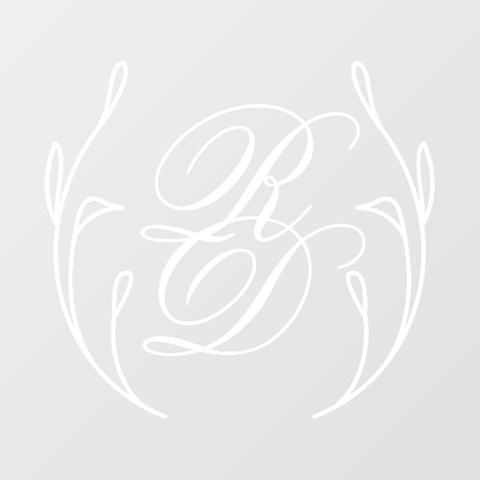 エレガントホワイトスクリプトモノグラム結婚リース ウィンドウサイン (シート)